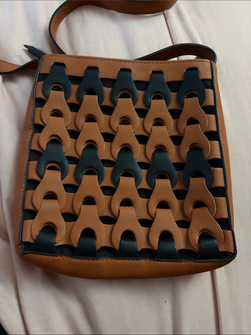 Universal Thread Tan and Black Woven Crossbody Bag